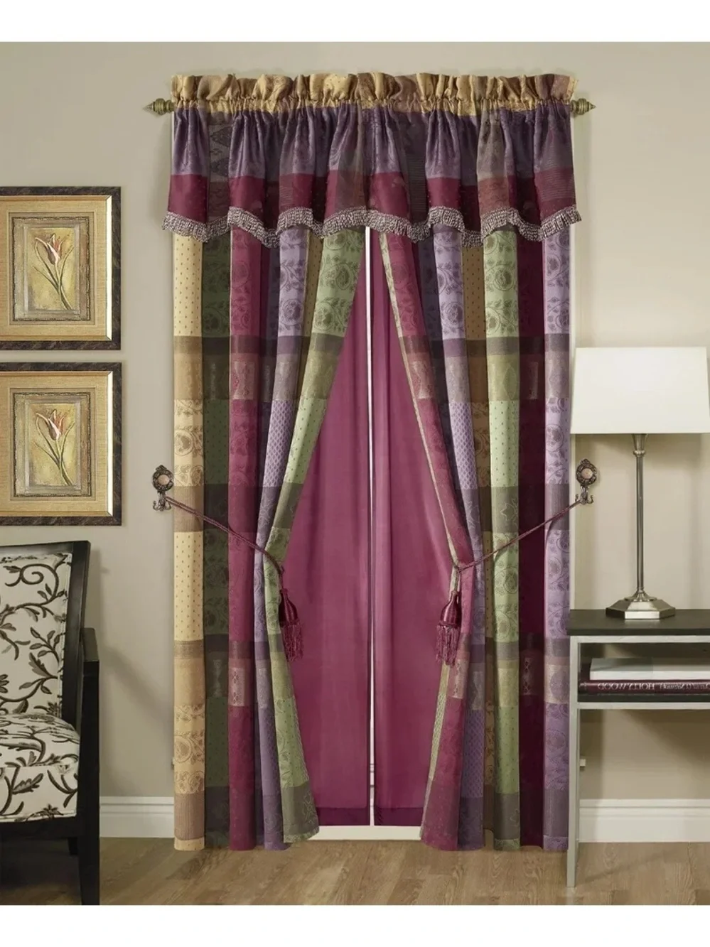 Multicolor Plaid Window Curtain Set